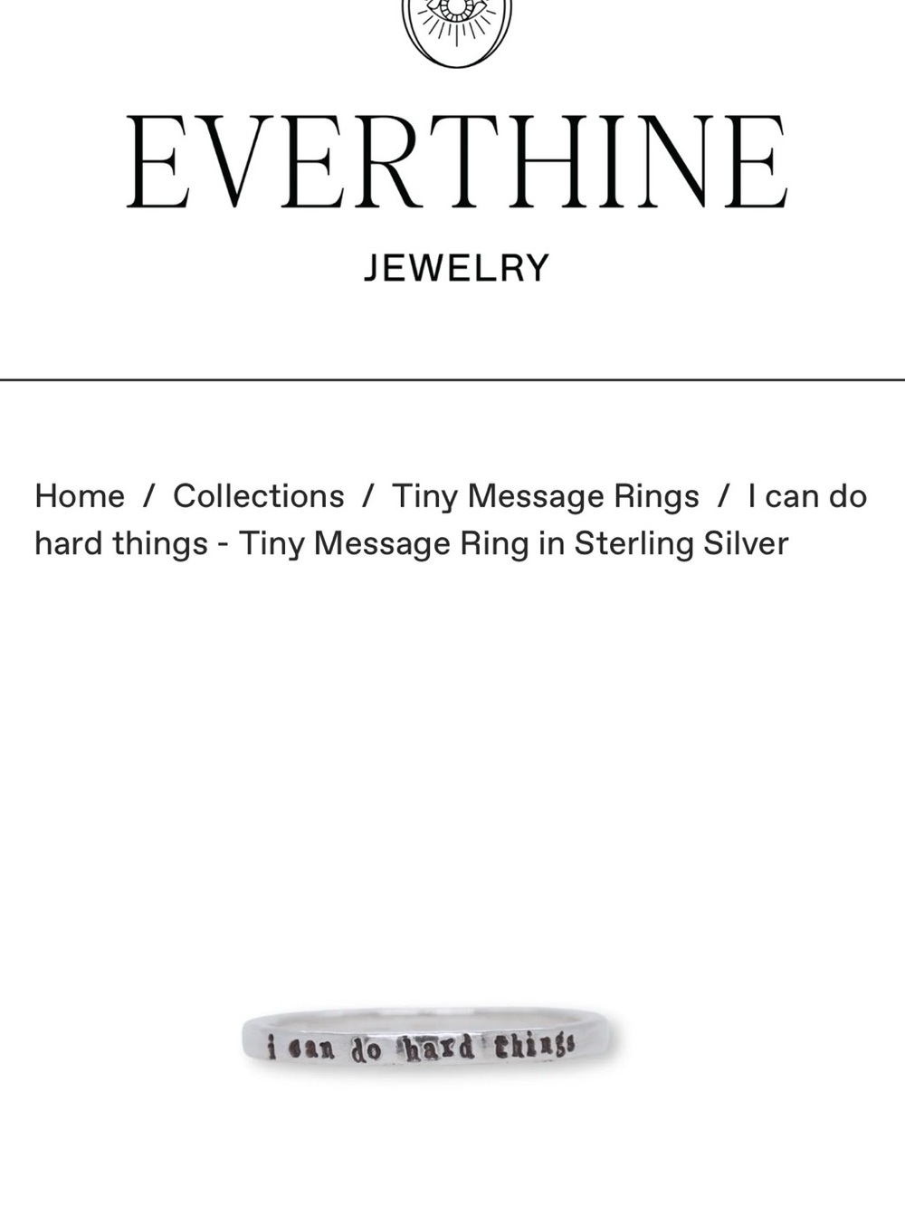 Sterling Silver 'I Can Do Hard Things' Tiny Message Ring - Silver Size 7